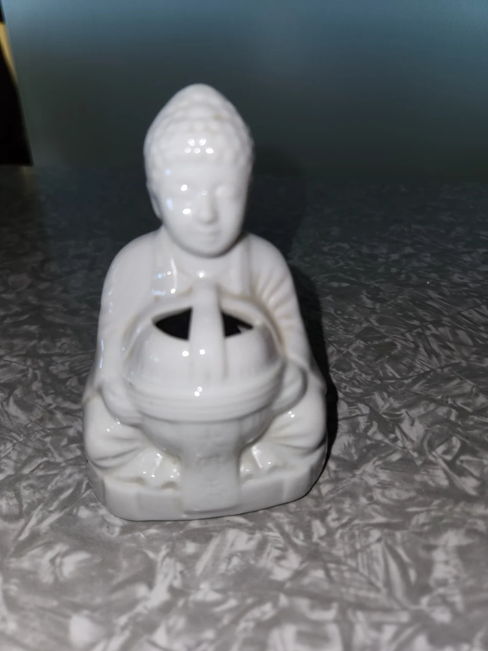 Source Unknown White Ceramic Buddha Candle Holder